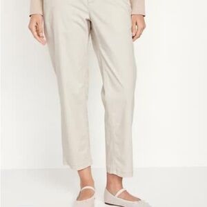 Beige Straight-Leg Pants